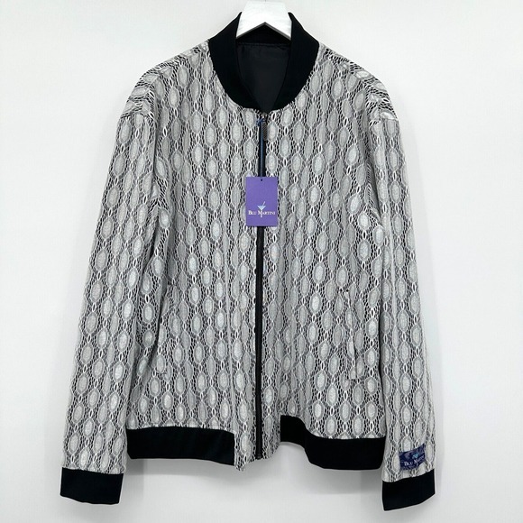 Blu Martini Mens Bomber Slick Jacket Size 2X Full Zip Satin Lining Preppy‎ New - Picture 1 of 16